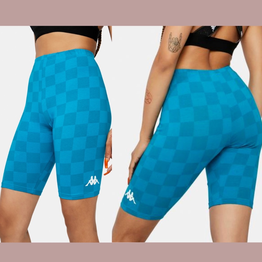 NEW Kappa‎ [ Small ] Checkerboard EMIAZA biker shorts in Sea Green
